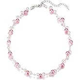 Short Beaded Turquoise Necklace For Women - Fashion Jewelry with Pearl and Crystal Bead, Birthday Gifts For Women