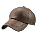 JAMONT PU Leather Baseball Cap Casquette Flat Hat European and American Retro Style for Men (Light Coffee_1)