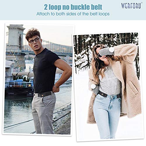 WERFORU 2 Pack Buckle Free Belt for Ladies Men Invisible No Buckle Stretch Belt for Jeans Pants, Black