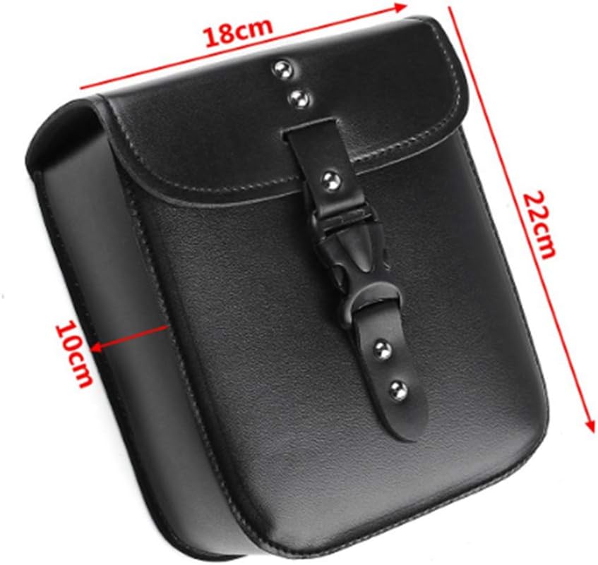 1PCS Motorcycle PU Leather Saddle Bag Waterproof Small Side Motorbike Tank Bag Luggage Black - Image 4