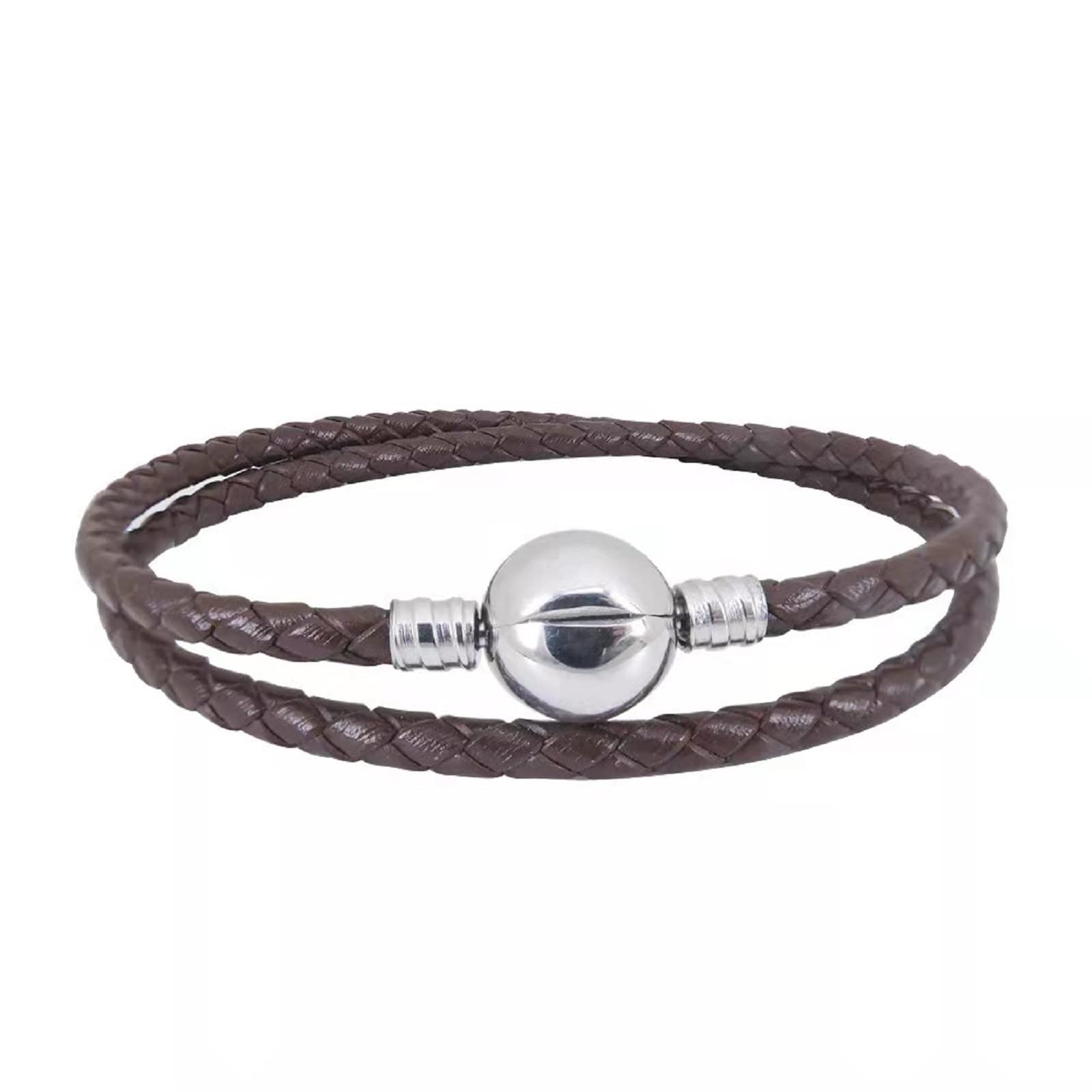KunBead Jewelry Mens Double Brown Leather Nomination Charm Bracelets Charms for Girls