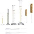 Lot De 3 Cylindres Gradués En Verre Borosilicaté - 10 Ml, 50 Ml, 100 Ml - Pour Laboratoire, Mesures Précises De Liquides - 11