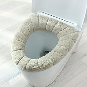 1 Stks dikker warm pompoen patroon wc-bril deksel ronde vorm pure kleur toilet stoel cover voor toilet (kleur: kaki)