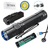 SKYBEN Olight M2R 1500 Lumen Cree XHP35 HD LED USB Magnetic Rechargeable Dual switches Tactical Flashlight,with Magnetic Charging Cable,Customized 18650 Battery Accessory (Cool White)