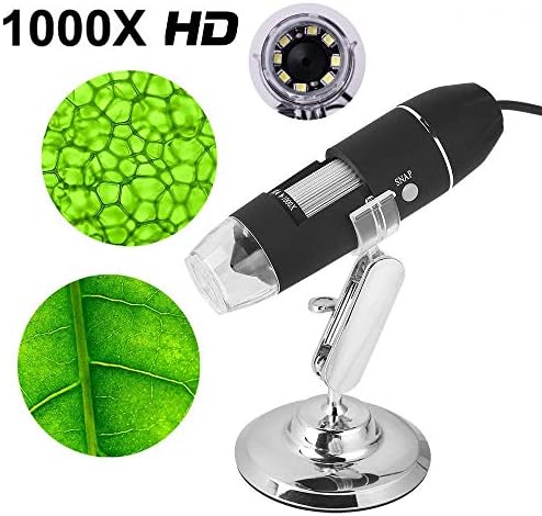 USB Digital Microscope - 20 X-1000 X Magnifier Video Camera, 8 LED Illumination With Adjustable Intensity Control, Compatible With Windows XP/VISTA/WIN7/WIN8 32bit and 64