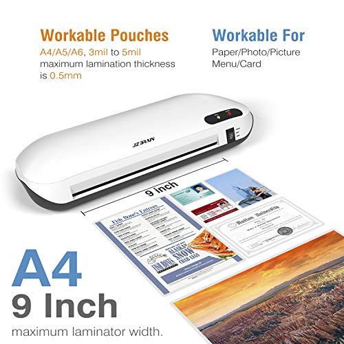 Laminator Machine,Laminator Machine,JZBRAIN A4 laminator with Trimmer, Two Minutes Fast Warm-Up, Rapid High Efficient Laminating, Hot & Cold Laminating Machine, 9 inch Max Width