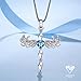 MEGA CREATIVE JEWELRY Cross Necklace for Women Angel Wings Blue Love Heart Pendant with Crystals Jewelry Gifts for Mom Wife