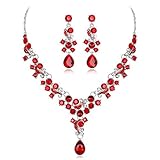 LOVFASH Bridal Austrian Crystal Necklace and Earrings Jewelry Set Gifts fit with Wedding Dress