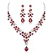 LOVFASH Bridal Austrian Crystal Necklace and Earrings Jewelry Set Gifts fit with Wedding Dress