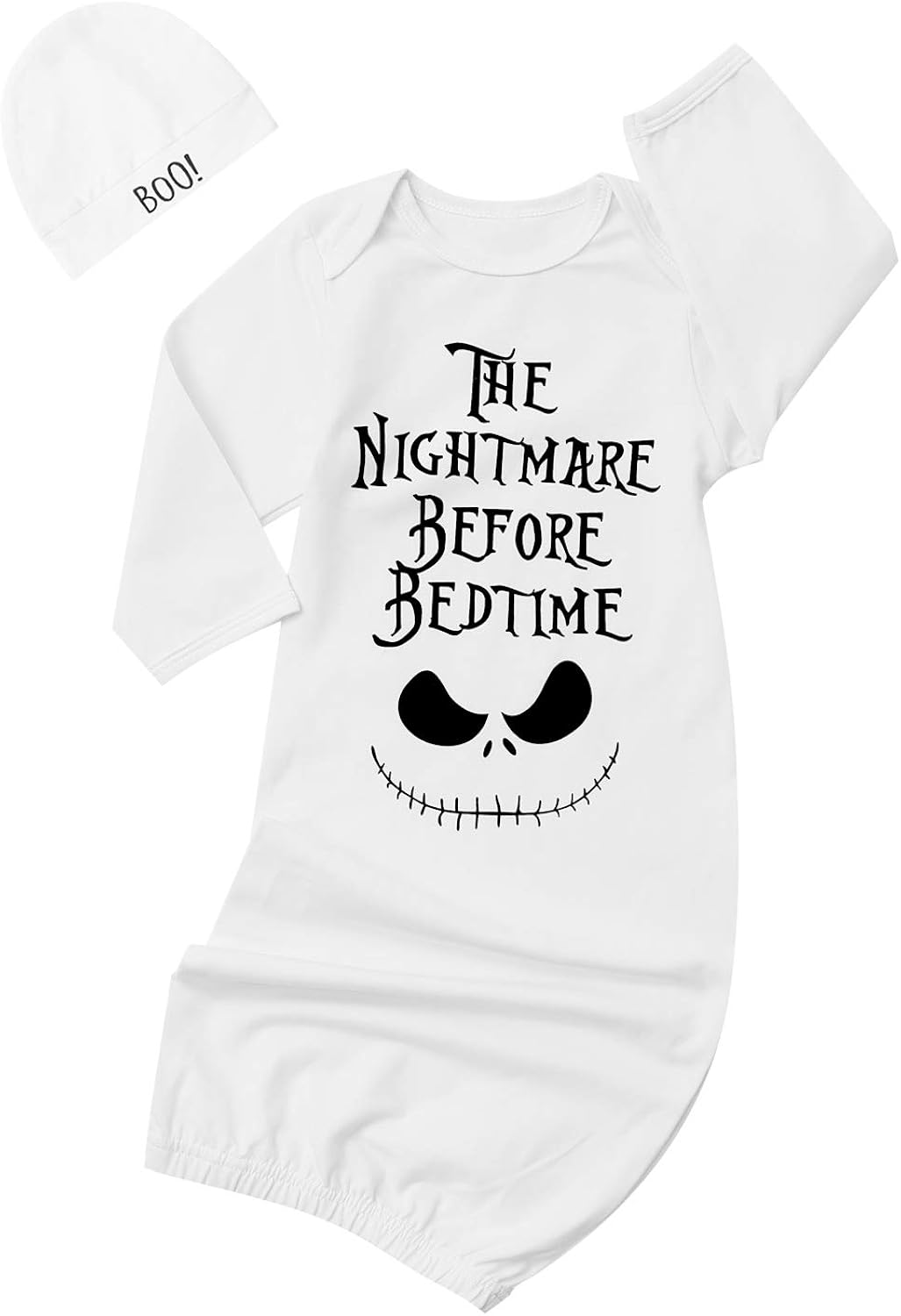 Dramiposs Newborn Halloween Gown Sleepwear Baby Boys Girls The Nightmare Before Bedtime Sleeper (white,0-3 Months): Clothing