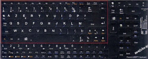 NETBOOK FRENCH AZERTY KEYBOARD STICKERS BLACK BACKGROUND FOR MINI LAPTOPS