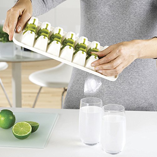 Joseph Joseph 20018 QuickSnap Ice Cube Tray with Cover Lid Easy-Release No-Spill Stackable Odor-Free Dishwasher Safe, Green