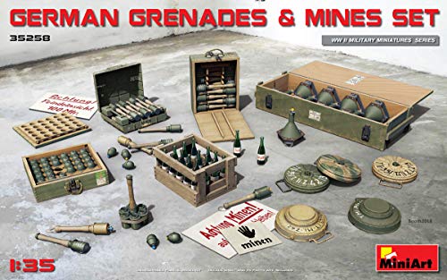 MiniArt 35258 1/35 Scale German Grenades & Mines Set - Plastic Ammunition Model Building Kit