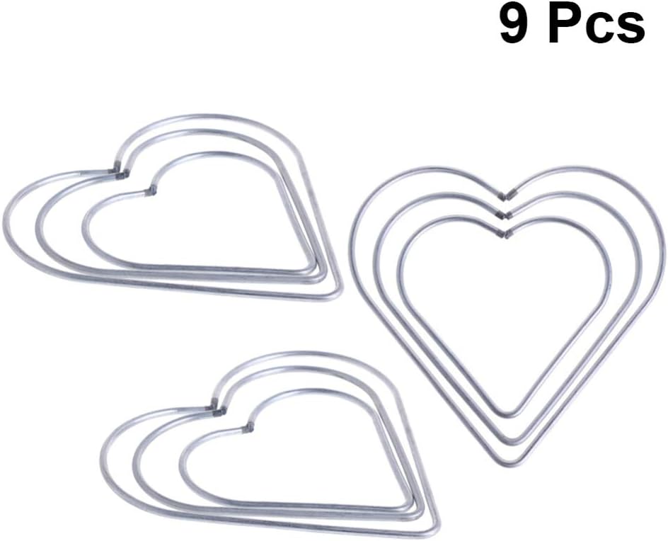 Garneck 9PCS DIY Craft Heart Shaped Iron Metal Ring Hoop for Dream Catchers and Macrame 8cm, 10cm, 12cm, Silver, Medium