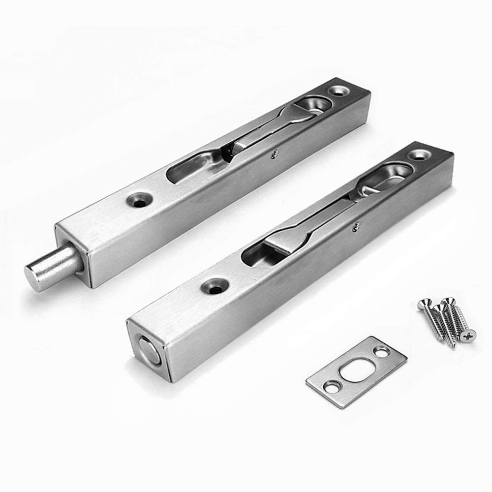 V-CORME (2-Pack) 304 Stainless Steel 6"(15cm) Security Door Bolt Latch, Double Door Lever Action Flush Bolt Latch, French Door Slide Bolt Lock, Brushed Finish