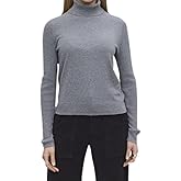 VELVET BY GRAHAM & SPENCER Women's Korie Lux Cotton Cashmere Sweater, Medium Heather Grey
