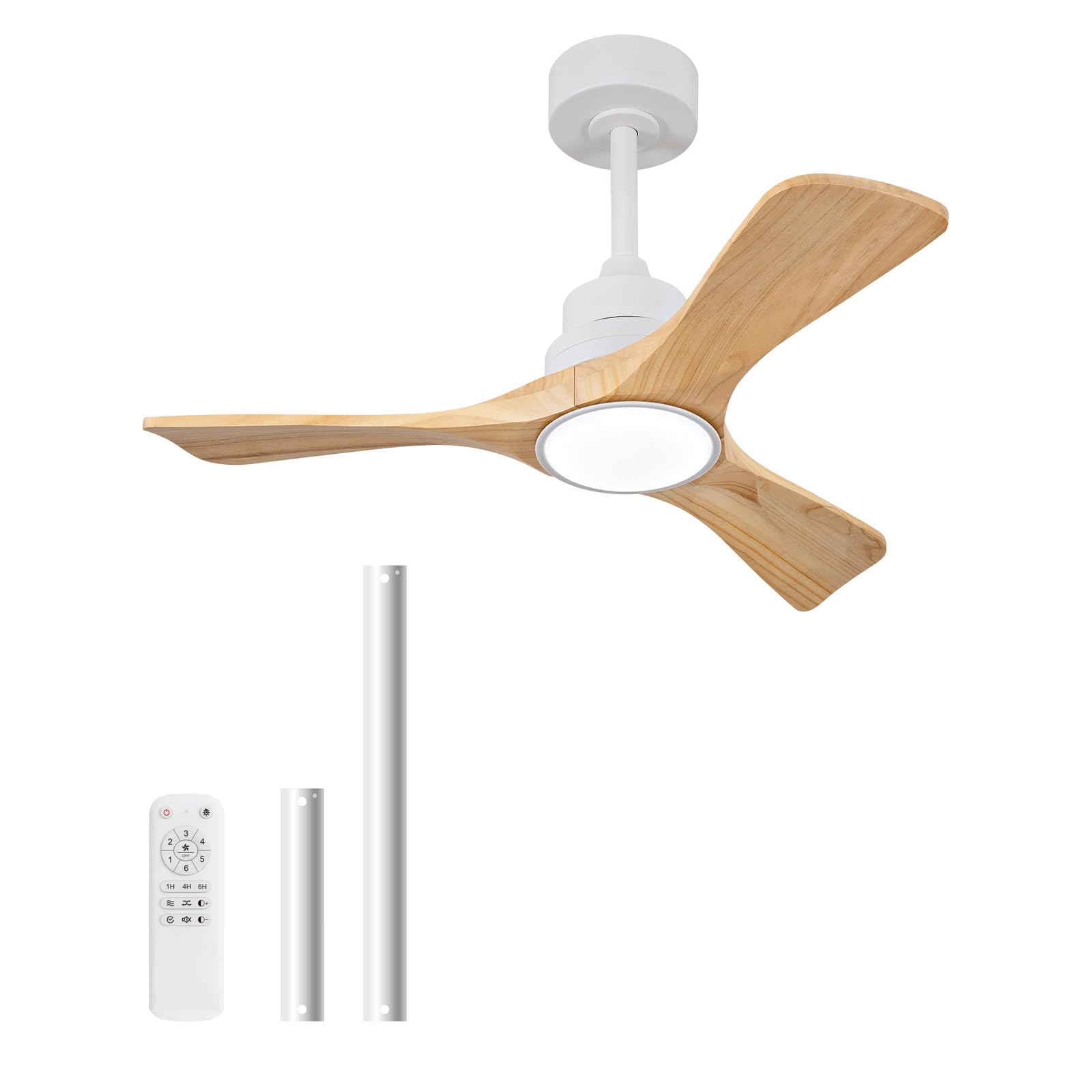 Photo 1 of VCQQ 36 Inch Ceiling Fans with Lights and Remote Control, Dimmable LED Light, 3 Wood Blades, Modern Ceiling Fan with Light for Indoor Outdoor Patio Farmhouse, 6 Speeds Reversible DC Motor