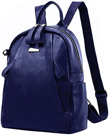 Fashion Shoulder Bag PU Leather Backpack for Girls Schoolbag Casual Daypack Travel Bag (Blue)