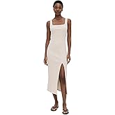 L*Space Vivienne Dress for Women, Fitted Ribbed Midi with Shelf Bra, Scoop Neck, Low Back & Leg Slit, Long Sleeveless Dress