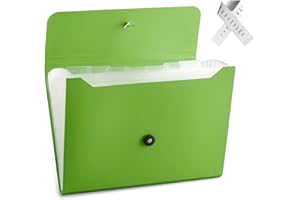 NICFAEC Expanding File Folder File Organizer with 13 Pockets Accordion Filing Folder Expandable File Folder for Documents Paper Organizer for Work, School, Home, Office,Green