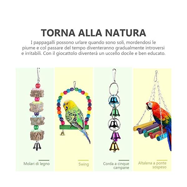 Zacro Giochi per Uccelli pappagalli, 7 Pezzi Giocattoli da Masticare, Giocattoli a Campana, per Animali di Piccola… Zacro Zacro Giochi per Uccelli pappagalli, 7 Pezzi Giocattoli da Masticare, Giocattoli a Campana, per Animali di Piccola…