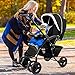 Two Way Stroller, Baby Foldable Conversable Pushchair w/ 5- Point Safety Harness, Sleeping Cushion, Storage Basket, Free Standing by Costzon (Deluxe Black)