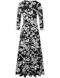 Aphratti Vestido largo de verano para mujer, estilo bohemio, manga 3 4, estilo vintage