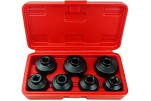 SHONEE Oil Filter Socket Set Includes 24mm,27mm,29mm,30mm,32mm,36mm,38mm. 7-Piece Oil Filter Wrench Set for Mercedes Benz, VW, BMW, Oil Change Tool