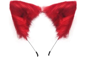 QinRuan Cat Fox Faux Fur Ears Headband Cute Halloween Fancy Dress Cosplay Handmade Animal Furry Ears Hair Hoop