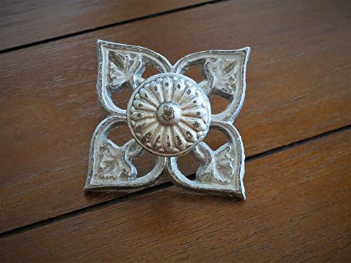 Leaf Motif Cast Iron Knobs Silver or Choose from 40+ Colors Cottage Chic Dresser Drawer Pulls Furniture Knobs Cabinet Door Pulls