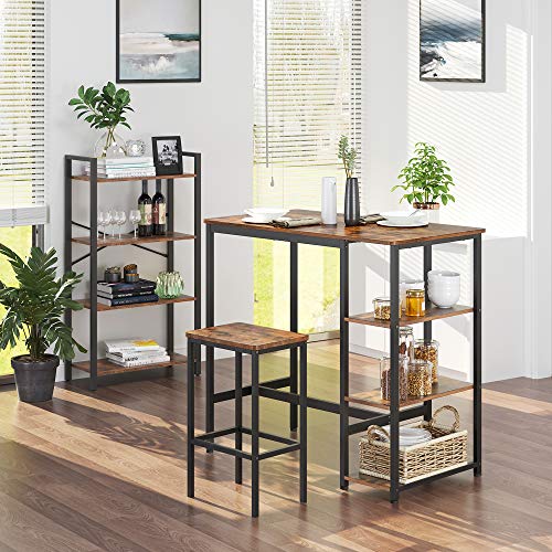 VASAGLE Schreibtisch hoher,109 x 60 x 100 cm, Computertisch mit 3 Regalablagen, Bartisch rechteckig, stabiles… – Bild 5