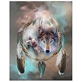 Whitelotous Wolf Totem 5D Diamond DIY Embroidery Painting Home Decor 12x14