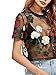 MakeMeChic Women's Embroidered Applique Sheer Mesh Blouse Top 6-Multicolor M