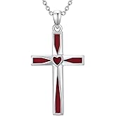 MEIDERBO Cross Necklace for Women 925 Sterling Silver Turquoise/Abalone Shell/Red Agate Pendant Religious Christian Jewelry Christmas Gifts for Her/Wife/Mom/Girlfriend