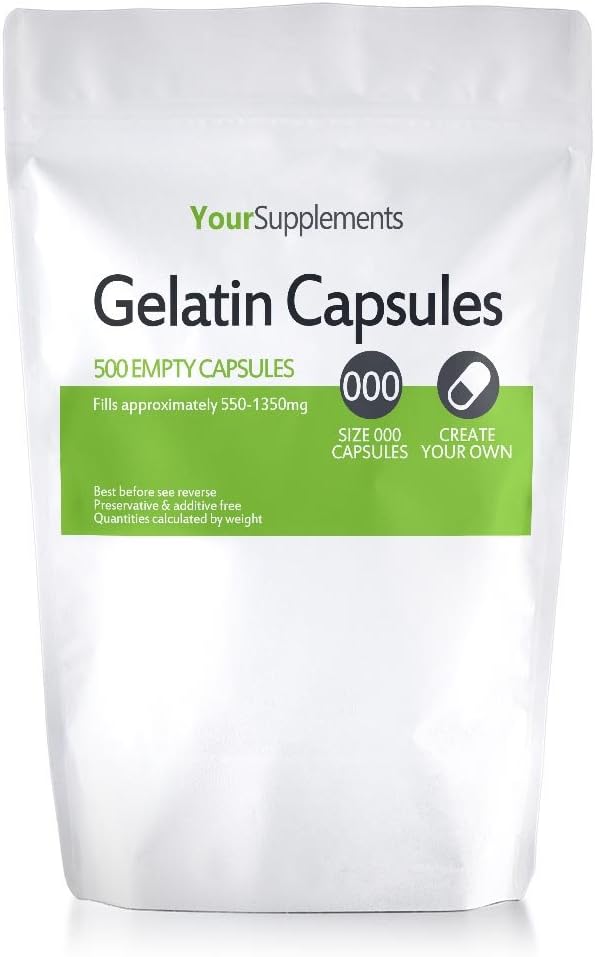 Your Supplements Empty Gelatin Capsules Size 000 (500 Capsules