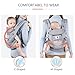 Meinkind Convertible Carrier, 4-in-1 Infant Carrier Ergonomic, Soft Breathable Comfortable Baby Carrier for 7~45lbs Infant, Front and Back Carrier with Head Support, Padded Shoulder Strap, Grey