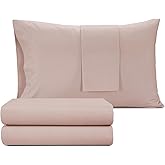 Izod 100% Egyptian Cotton Sheets Set King Size, Cotton Percale Crisp Sheet Set 4Pc, Lightweight & Deep Pocket fits Upto 17", Long-Staple Soft Combed, Hotel Style Luxury Bedding Sheet - Blush Rose