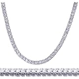 metaltree98 16 Choker Tennis Necklace Fashion Lab Diamond Silver Plated Solitaires Chain Women's Rapper Hip Hop