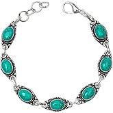 Zoovilane Gemstone Bracelet, Handmade Bracelet for Women, Silver Overlay Oval Gemstone bezel Silver Adjustable Bracelet, Gift