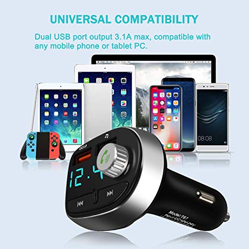 Bluetooth 5.0 FM Transmitter for Car, ACLIN QC3.0 Wireless Bluetooth FM