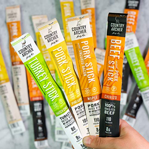 Meat Stick Variety Pack by Country Archer, Beef, Turkey, Pork, Grass