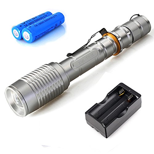 Police tactical t6 led silvery flashlight 18650 torch +…