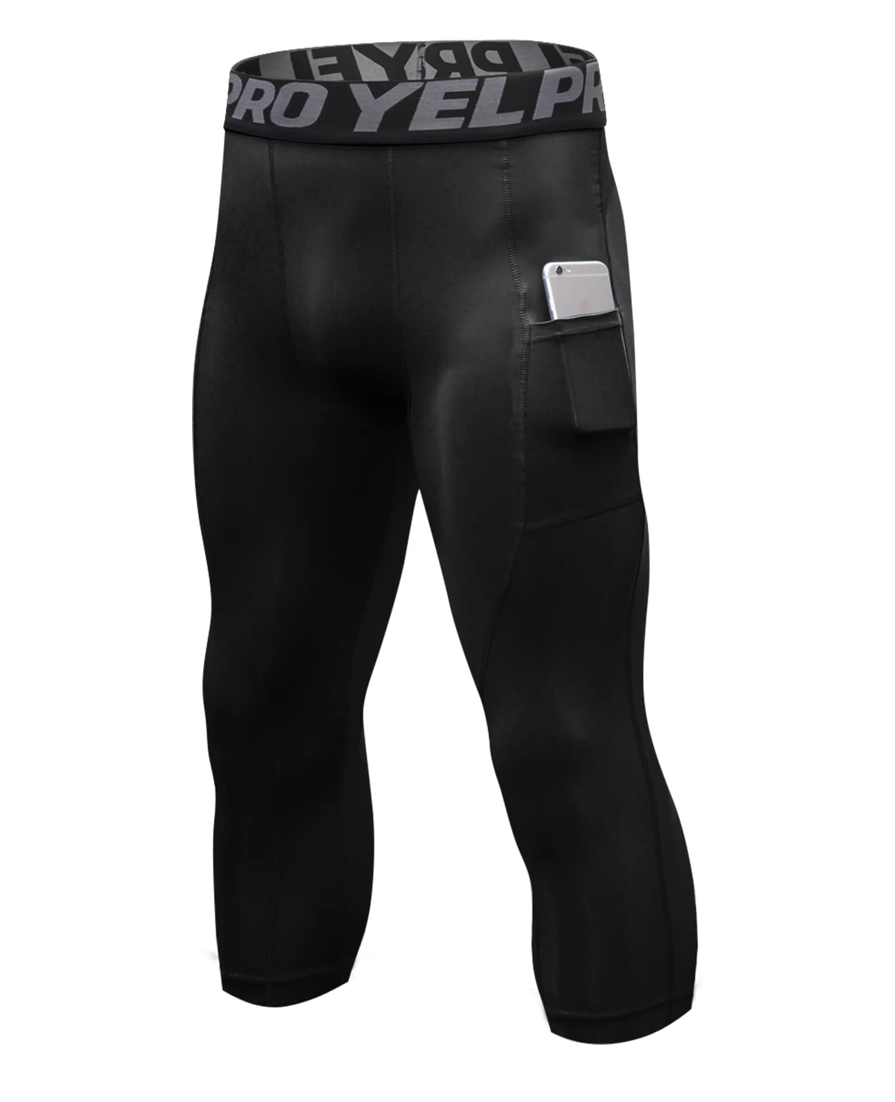 WRAGCFM Mens 3/4 Compression Pants, Capri Athletic