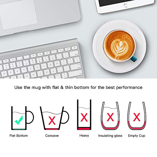 Smart Coffee Warmer, BESTINNKITS Auto On/Off Gravity-induction Mug Warmer for Office Desk Use, Candle Wax Cup Warmer Heating Plate (Up To 131F/55C) (White) - Thumbnail 2
