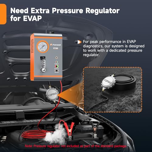 FOXWELL ST203 Smoke Tester for Car, EVAP Smoke Machine Leak Detector with Pressure & Flow Meter, Built-in Air Pump 16L/Min, Complete Accessories Kit, Pro Dual-mode Vacuum Smoke Tester for 12V Vehicles