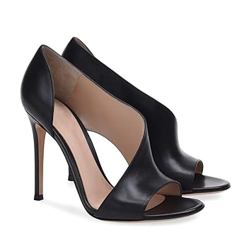 SUN HUIJIE Heels Pumps wies geöffnete Zehe-Bürokleid-Dame-Absatzschuhe auf (Farbe : SCHWARZ, größe : 7-7.5)