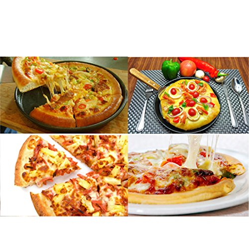 Bakeware Set, Yamix 3Pcs Set Carbon Steel Nonstick Kitchenware Baking Pan Round Pizza Pan Pizza Tray - Black - Thumbnail 4