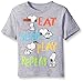 Peanuts Toddler Boys Eat, Sleep, Play Snoopy Short Sleeve Tee, Heather Grey, 4T