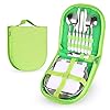 Odoland-Stainless-Steel-Camping-Cutlery-Set-with-Spoon-Fork-Knife-Plate-Bottles-Opener-Table-Napkins-and-Storage-Bag-Kitchen-Tableware-Kit-for-Daily-Meal-or-Outdoor-Hiking-Picnic-for-Two-People Odoland Camping Cutlery Set for 2 People - Durable Stainless Steel Kitchen Tableware Kit with Spoon Fork Bottle Opener…