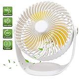 OYRGCIK Air Circulator Fan, Quiet Table Fan w/Build-in Rechargeable 2000mAh Battery Small USB Personal Desk Fan 360° Rotatable Handheld Fan w/ 3 Speeds for Home Office Outdoor Camping Travel, White